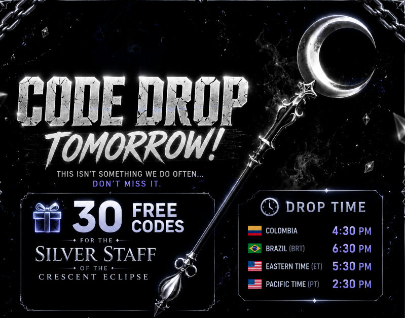 GostherCat's tweet photo. SURPRISE CODE DROP TOMORROW!
We're giving away 30 FREE codes for the Silver Staff of the Crescent Eclipse π
π· Colombia β 4:30 PM π· Eastern Time β 5:30 PM
Join our Discord so you don't miss it
https://t.co/bP8K5OciFG
#Roblox #UGC #RobloxUGC #FreeUGC #CodeDrop #KingsUGC https://t.co/tfx5RpI0Sy