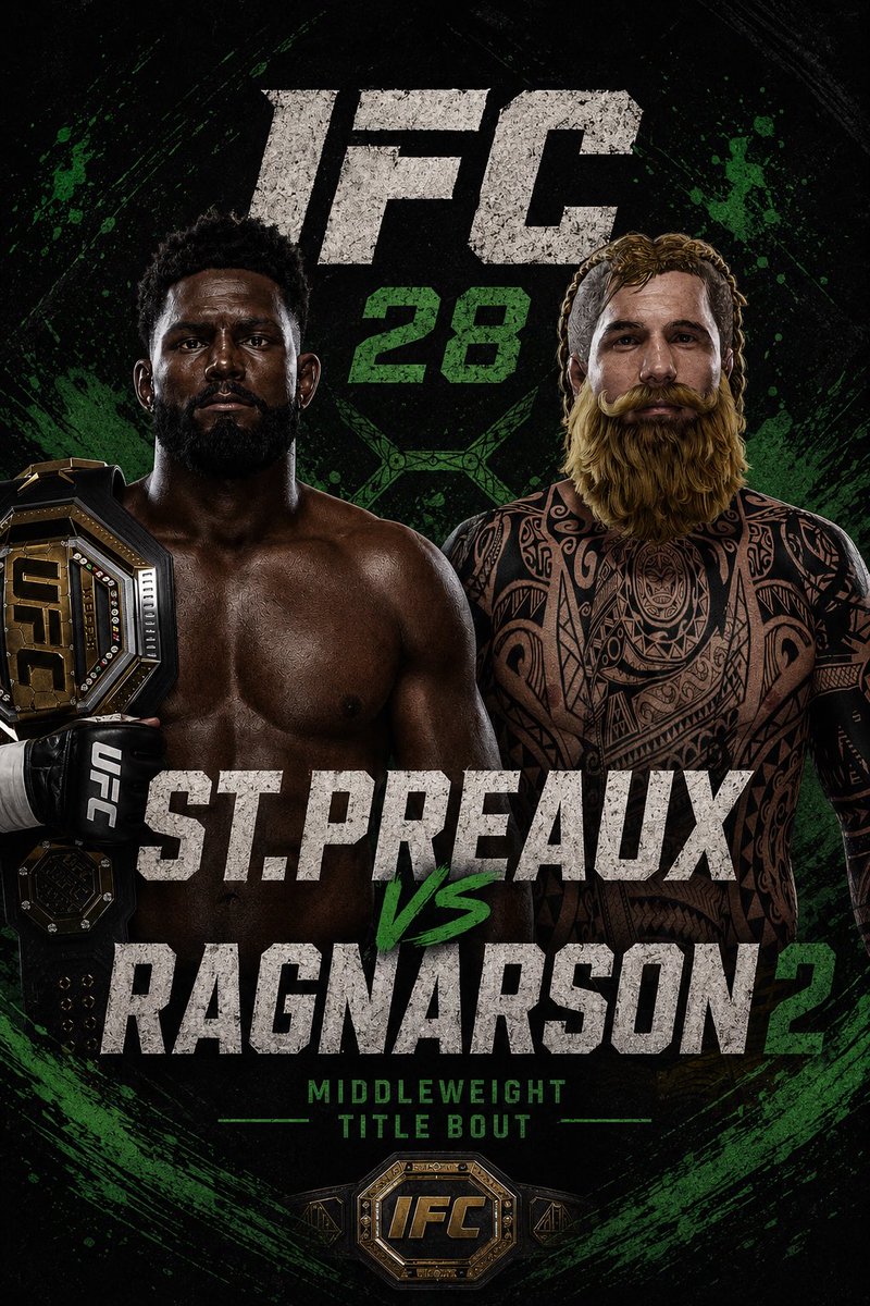 IFCSIM's tweet photo. IFC 28 MAIN EVENT

THE REMATCH

JOSEPH ST.PREAUX VS ERIC RAGNARSON

@PreacherBoyIFC 
@Viking_Raider_ https://t.co/UNTYAKFn5k