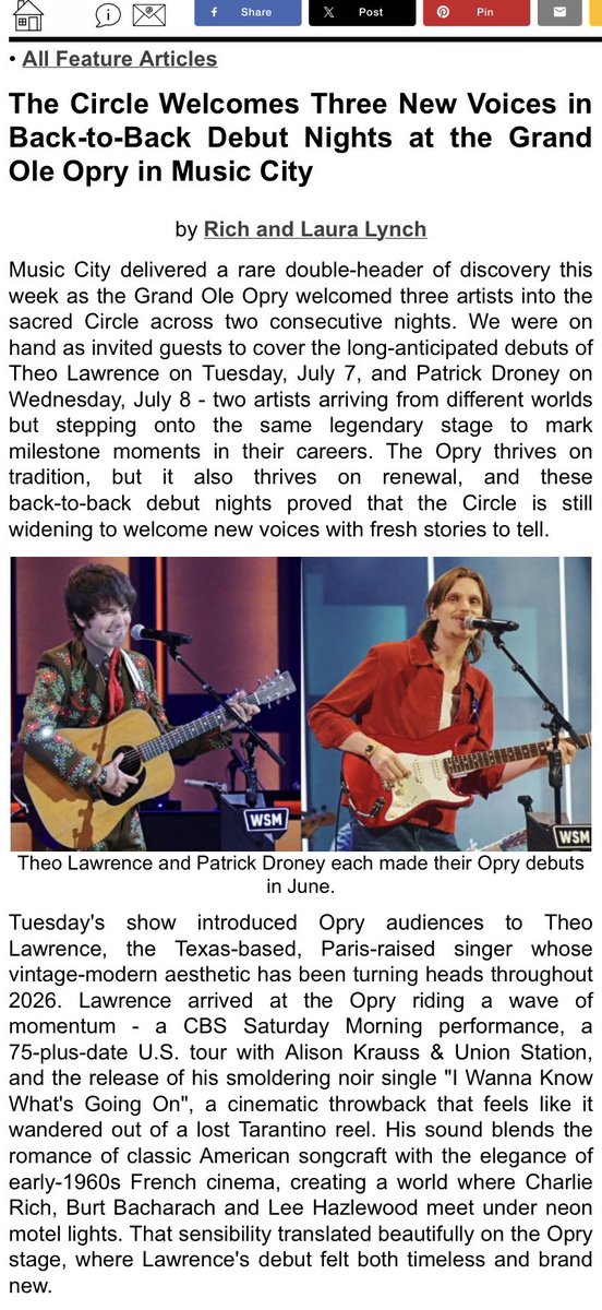 TheoLawrence's tweet photo. Review of my @opry debut from @NashvilleMCN

Read more: https://t.co/KtGWqrBHeA https://t.co/55BpYgxm9e