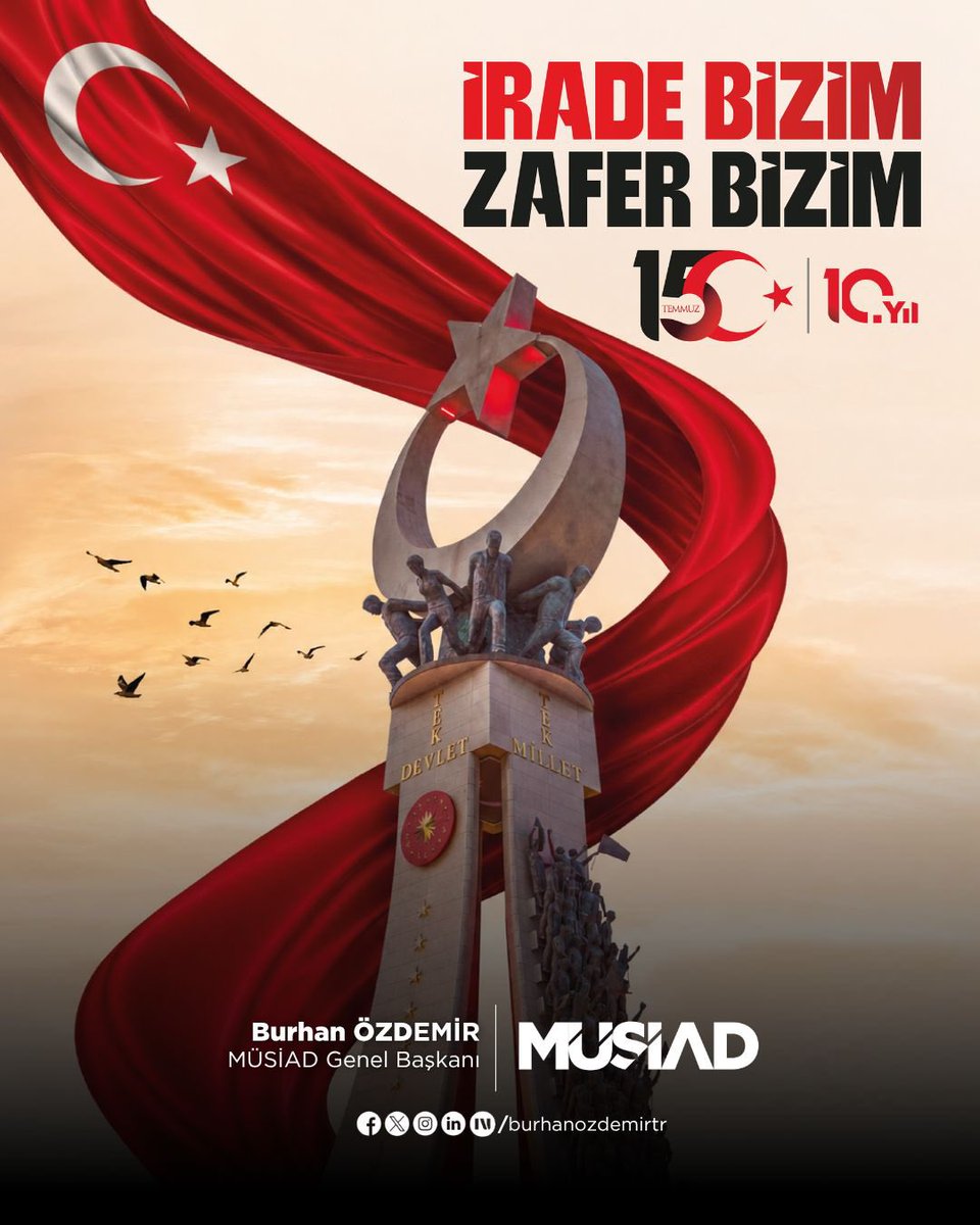 BurhanOzdemirTR's tweet photo. Bundan tam 10 yıl önce, 15 Temmuz gecesi hain bir kalkışmayla durdurulmak istenen; büyüyen, üreten ve tam bağımsızlık yolunda dev adımlar atan bir Türkiye’ydi.

O karanlık gecede aziz milletimizin tanklara ve silahlara göğsünü siper ederek yazdığı destan; sadece bir vatan savunması değil, aynı zamanda ülkemizin iktisadi bağımsızlığının, kalkınma iradesinin ve geleceğinin de teminatı olmuştur. 

Geride bıraktığımız bu 10 yılda; savunma sanayiimizden yerli teknolojilerimize kadar her alanda attığımız büyük adımlarla, hain ellerin zayıflatmak istediği Türkiye’yi Cumhurbaşkanımız Sayın Recep Tayyip Erdoğan’ın liderliğinde küresel bir üretim ve güç merkezine dönüştürmeyi başardık.

Türkiye Yüzyılı hedefimize emin adımlarla yürürken; istiklalimiz ve istikbalimiz uğruna canlarını feda eden aziz 15 Temmuz şehitlerimizi rahmetle, kahraman gazilerimizi minnetle anıyorum.

Rabbim bu aziz milleti ve vatanımızı her türlü tehditten muhafaza etsin.🇹🇷
