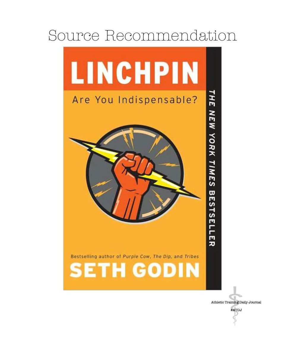 ATDailyJournal's tweet photo. Linchpin-Seth Godin
Are you indispensable?
LINK: https://t.co/1aPIDAqeTf
#ATtwitter #at4all #atcchat #complicatedsimple #reflection #growth #journal #personal #professional #ATimpact #athletictraining #community #leadership #management #communication #service #development https://t.co/nExJBPZRju