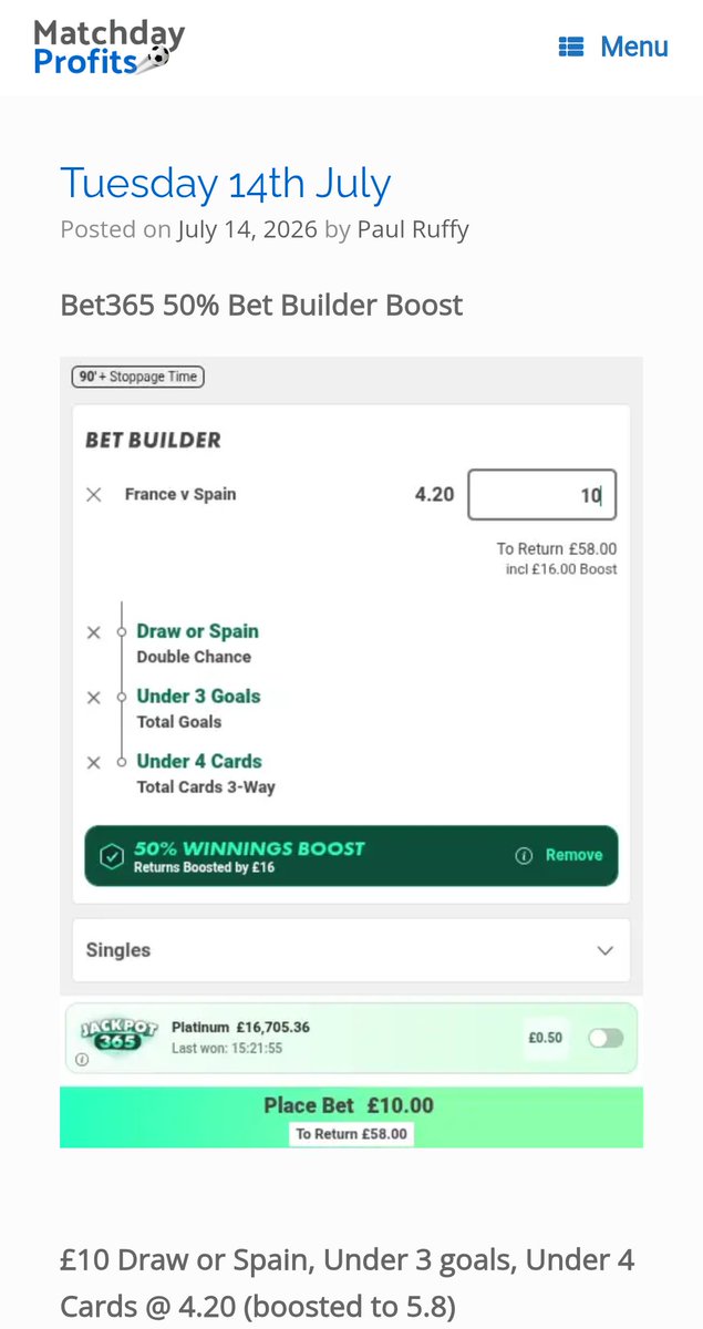 Matchdayprofits tweet picture