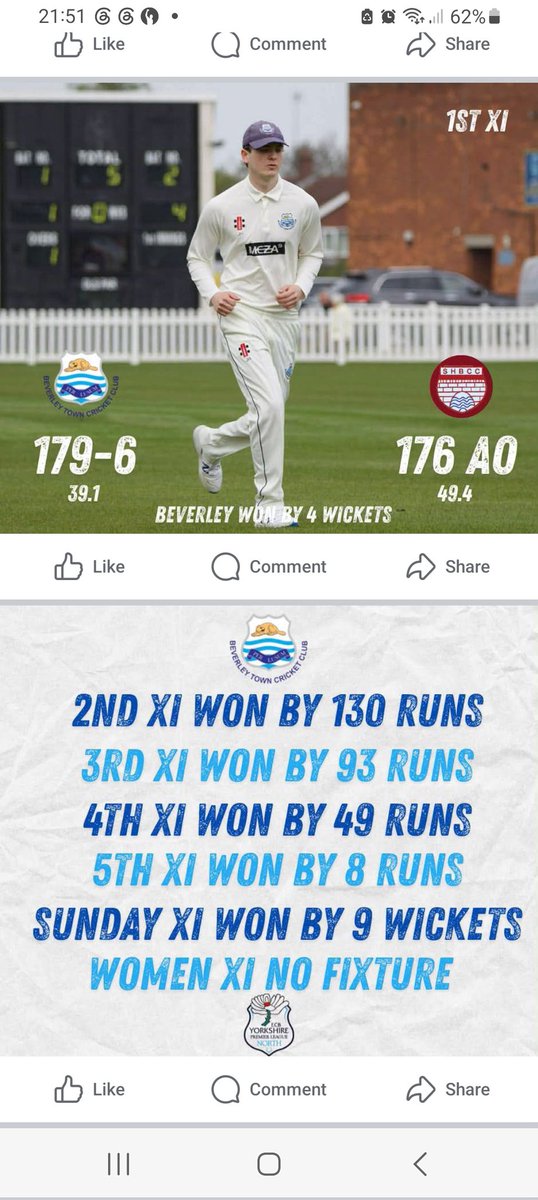 beverleytcc's tweet photo. What an amazing last two weeks of results, week before we had a rare full sweep,usually a once a season event. 
This week we went close again with just one defeat, amazing as there was twenty four players missing. 
TOP EFFORT 

@BumbleCricket 
@MichaelVaughan 
@ECB_cricket https://t.co/wxk7PCXood