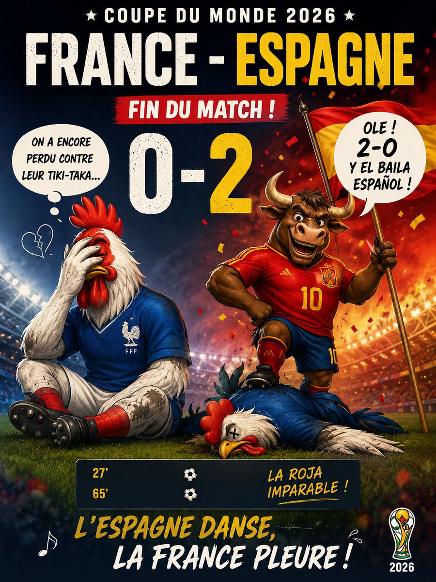 ClaudeSiellet's tweet photo. #FRAESP
match FRANCE - ESPAGNE
coupe du monde de football 2026
https://t.co/pV2kEibP28
vous préférez laquelle https://t.co/AMlgrXcwkA