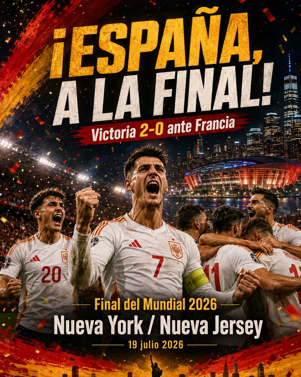 AgustnMilln's tweet photo. Felicidades España  #EspañaALaFinal del #mundialdefútbol2026 https://t.co/FXyhXBEUK0