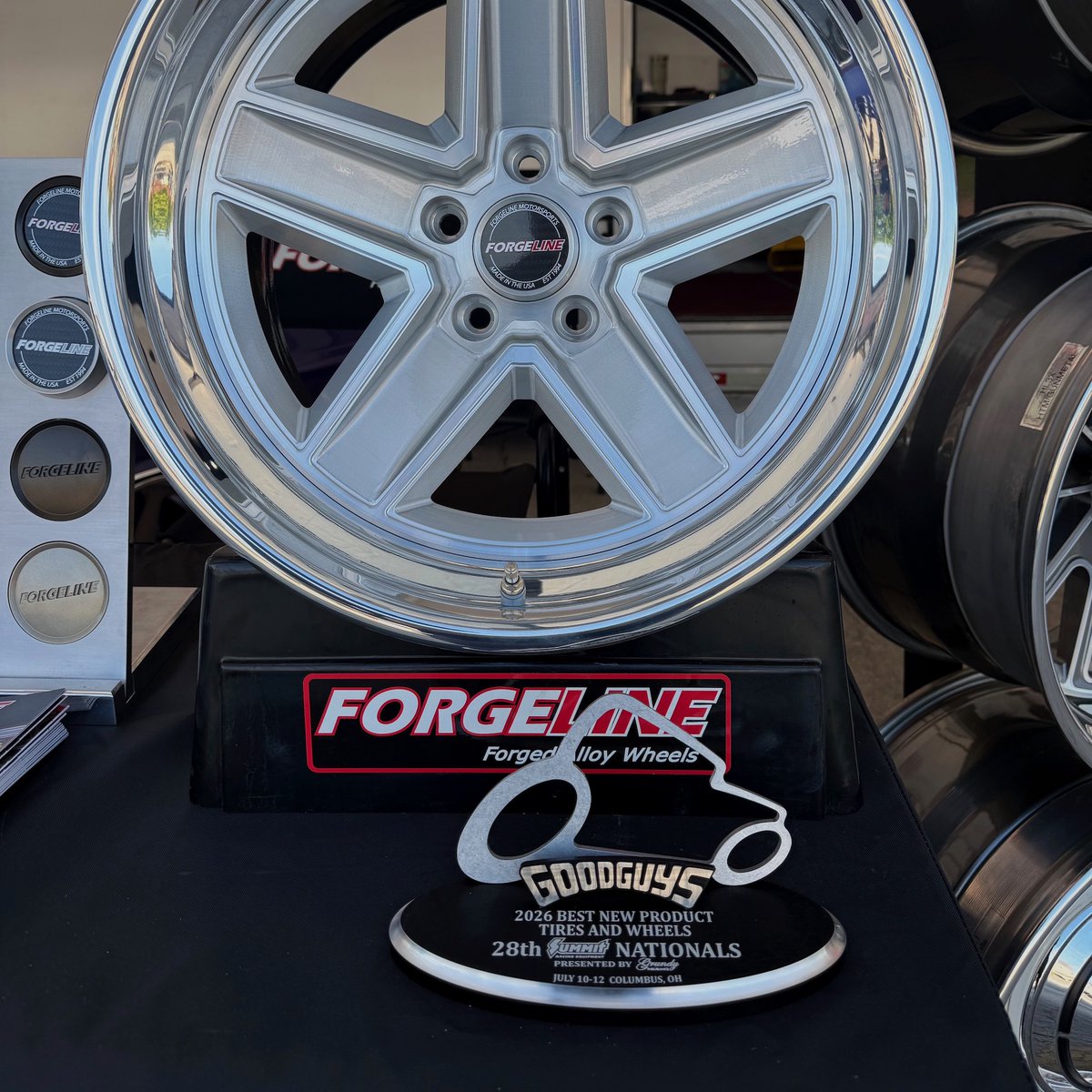 ForgelineWheels's tweet photo. Five years in a row.

The new #Forgeline Heritage Series #IR3C earned the 2026 @goodguys Best New Product Award in the Tires & Wheels category at the Summit Racing Nationals in Columbus, Ohio, making it the fifth consecutive year that Forgeline has taken home this prestigious award.

Learn more about the Forgeline IR3C (including sizes and pricing) at: https://t.co/PvfnqSG3nP
🇺🇸🏆