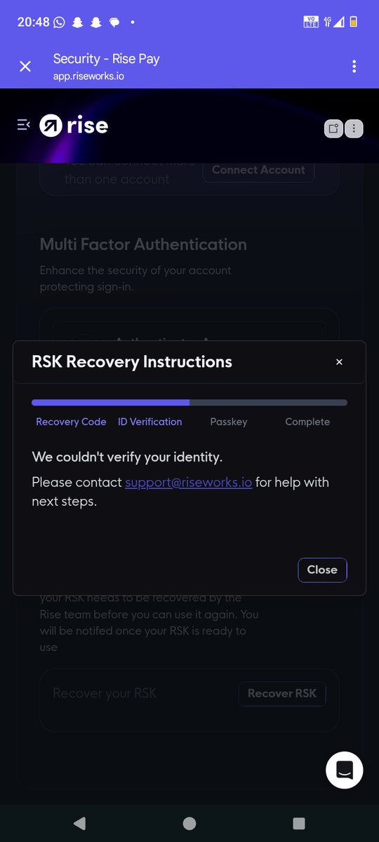 JamesEdwatt's tweet photo. @rise_pay Hello please help me reset my Rise Security key . I have my seed phrase ready . I have been trying to use the app method but my Verification for home address documents keeps on failing 😭 please help me i believe in rise https://t.co/H0kt4fuGq5