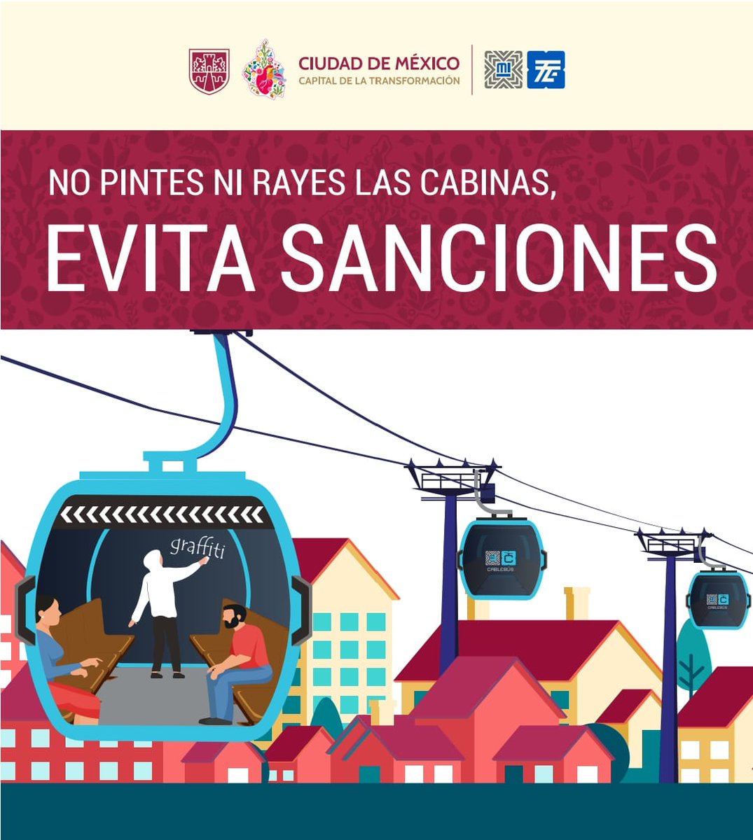 MICablebusCDMX's tweet photo. Ayúdanos a mantener en buen estado las cabinas. https://t.co/4KAezCiV9Z