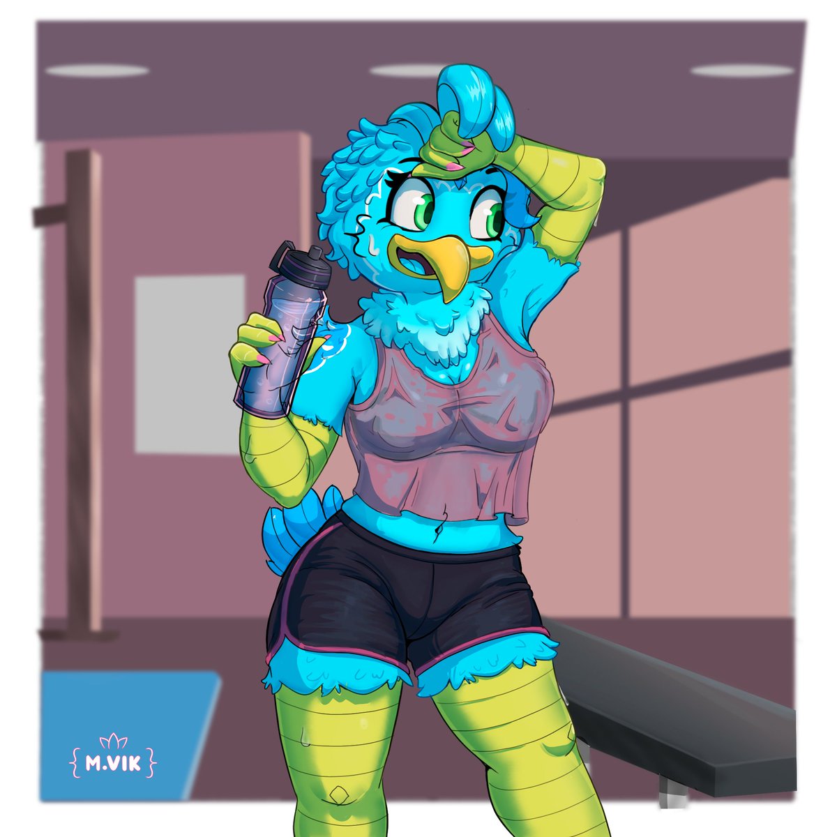 MVikt4's tweet photo. Post-workout Viktoria! She's a bit sweaty, hope you don't mind~ ;3

#furry #furryart #oc https://t.co/uSUgnYSHwz