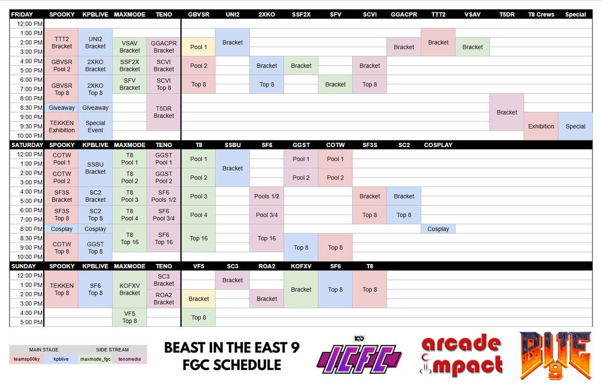 TheBitEGaming's tweet photo. Looking for something to watch this weekend? Check out our stream schedule!

You can also find the Matcherino &amp; Broadcast List here: https://t.co/AkmU0sQw7g

#BITE9 https://t.co/yZoonkGxm5