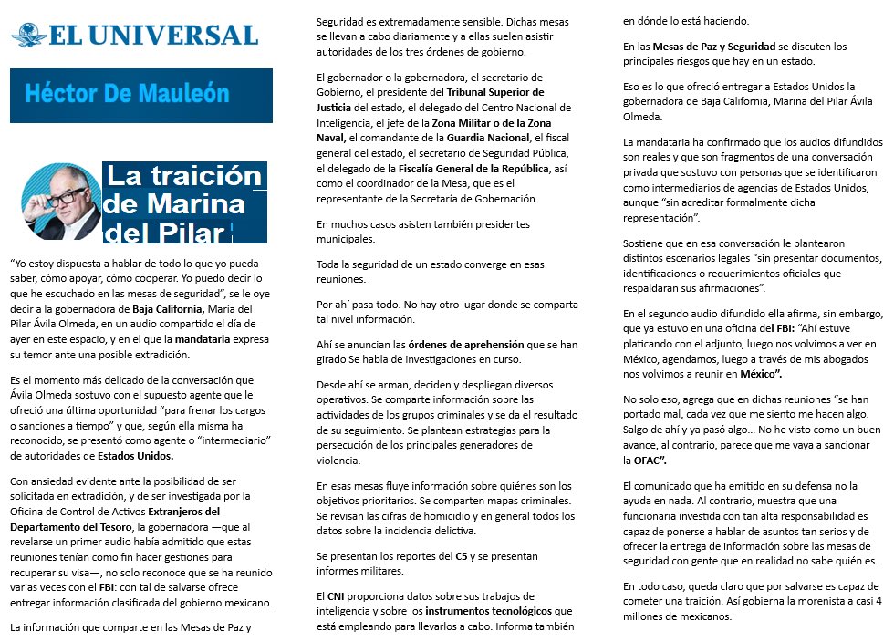 ferbelaunzaran's tweet photo. Hoy @hdemauleon es lectura obligada:

La traición de Marina del Pilar https://t.co/pgJVwcSD8z