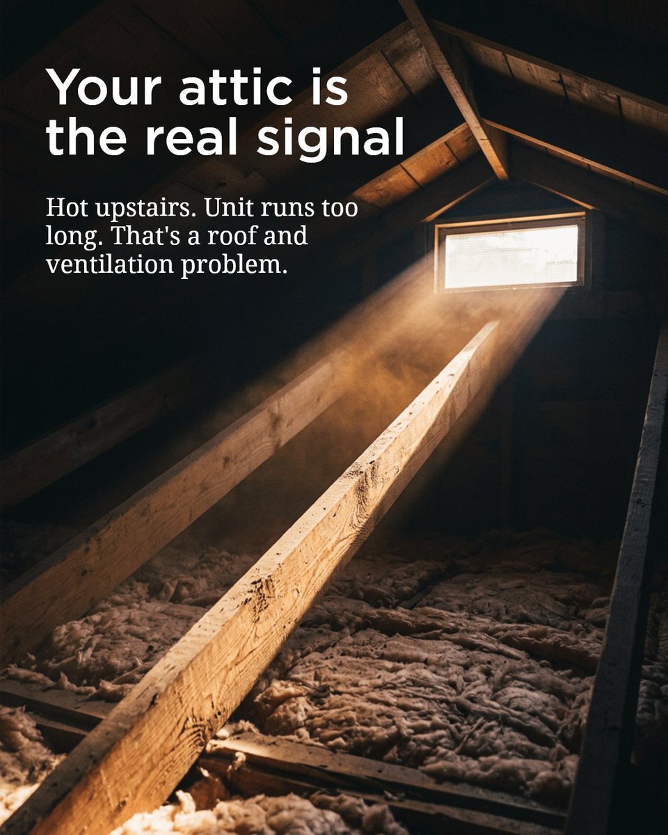 whitecollarroof's tweet photo. Your electric bill looks disrespectful, and the AC never seems to stop running. That attic heat matters more than the comfort complaint. When airflow is off and heat builds up, the whole home works harder. A roof evaluation can show the root issue before you keep paying for it. https://t.co/VJbbdpRK3D