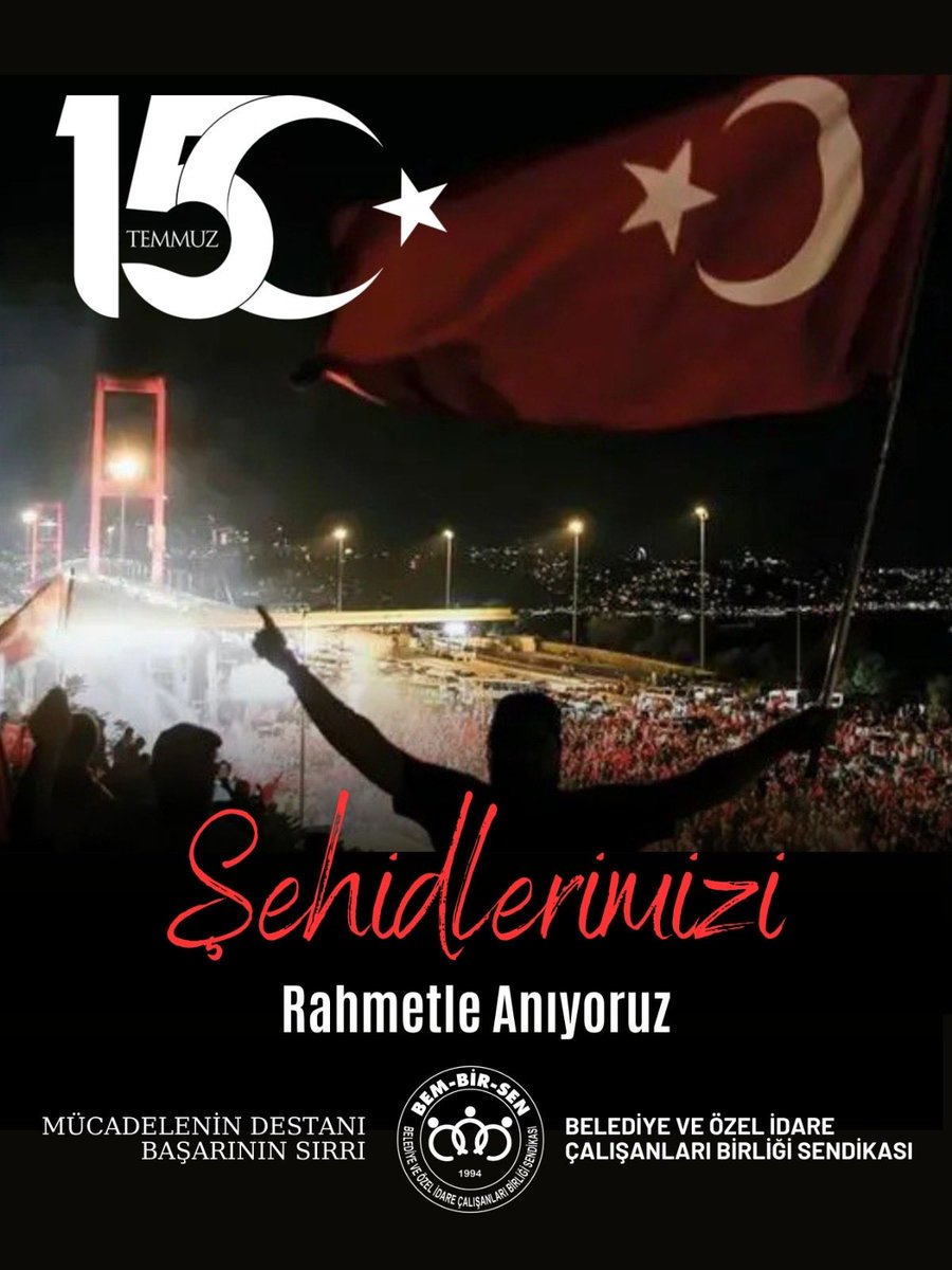 Bem_Bir_Sen's tweet photo. 🇹🇷Milletimizin Zaferi

İmanla ve cesaretle ihanete karşı koymanın, 
Direnişle Dirilişin Destanı #15Temmuz

Birliğimizi, bütünlüğümüzü, kardeşliğimizi daha da güçlendirerek, 
Şehidlerimizin Şehadeti doğrultusunda Devletimizi, Vatanımızı, Milletimizi, Bayrağımızı sonsuza kadar yaşatmak için mücadeleye devam edeceğiz…

Bu topraklarda 1071’den itibaren feda-i can eden bütün Şehidlerimize ALLAH’tan c.c. rahmet,
Gazilerimize sağlık, sıhhat ve afiyet diliyoruz.

#15TemmuzDestanı 
#MilletinZaferi