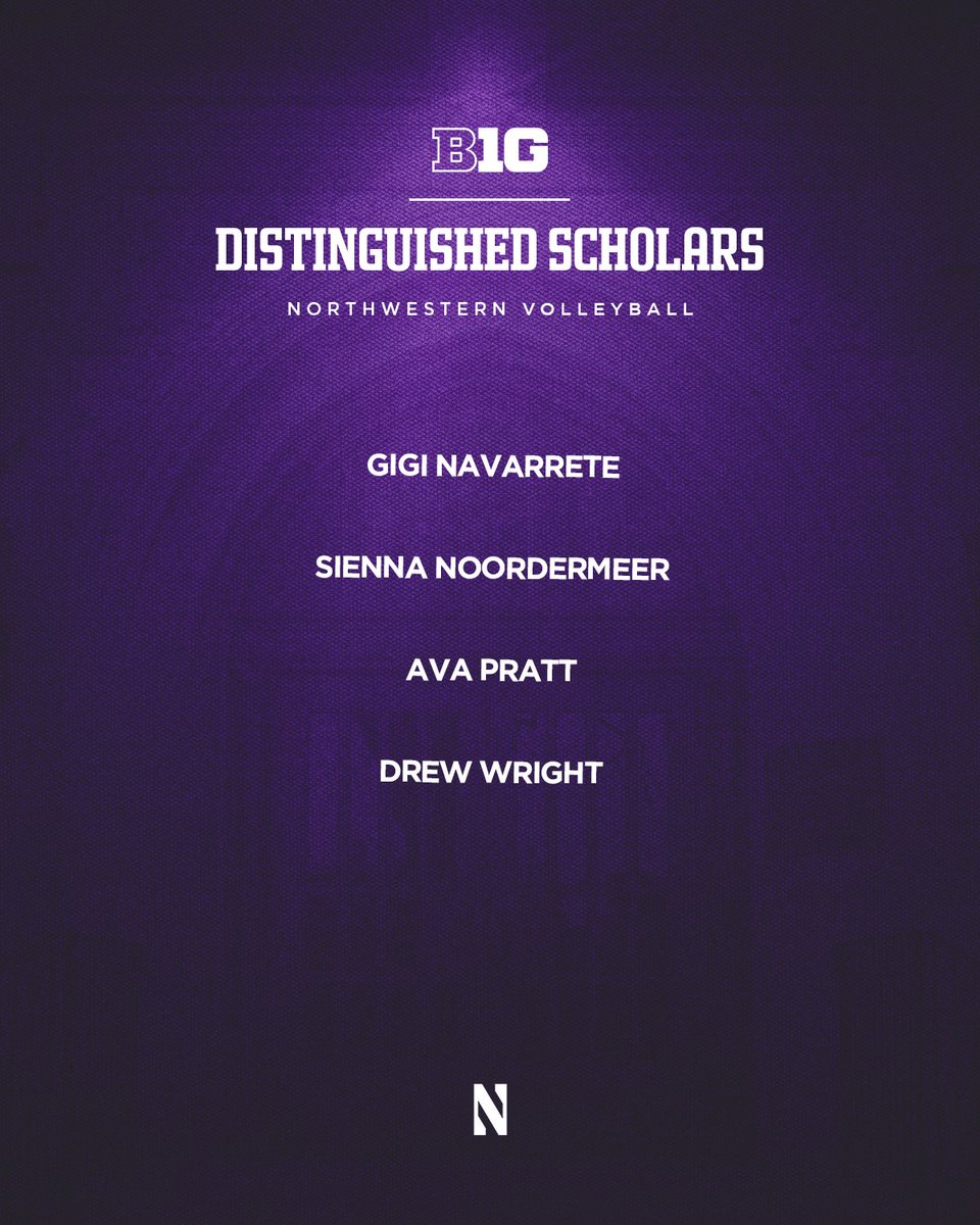 NUVball's tweet photo. Congratulations to our @bigten Distinguished Scholars!

All earned a GPA of 3.70 or better this past year 👏 https://t.co/m91cFJ6DGg