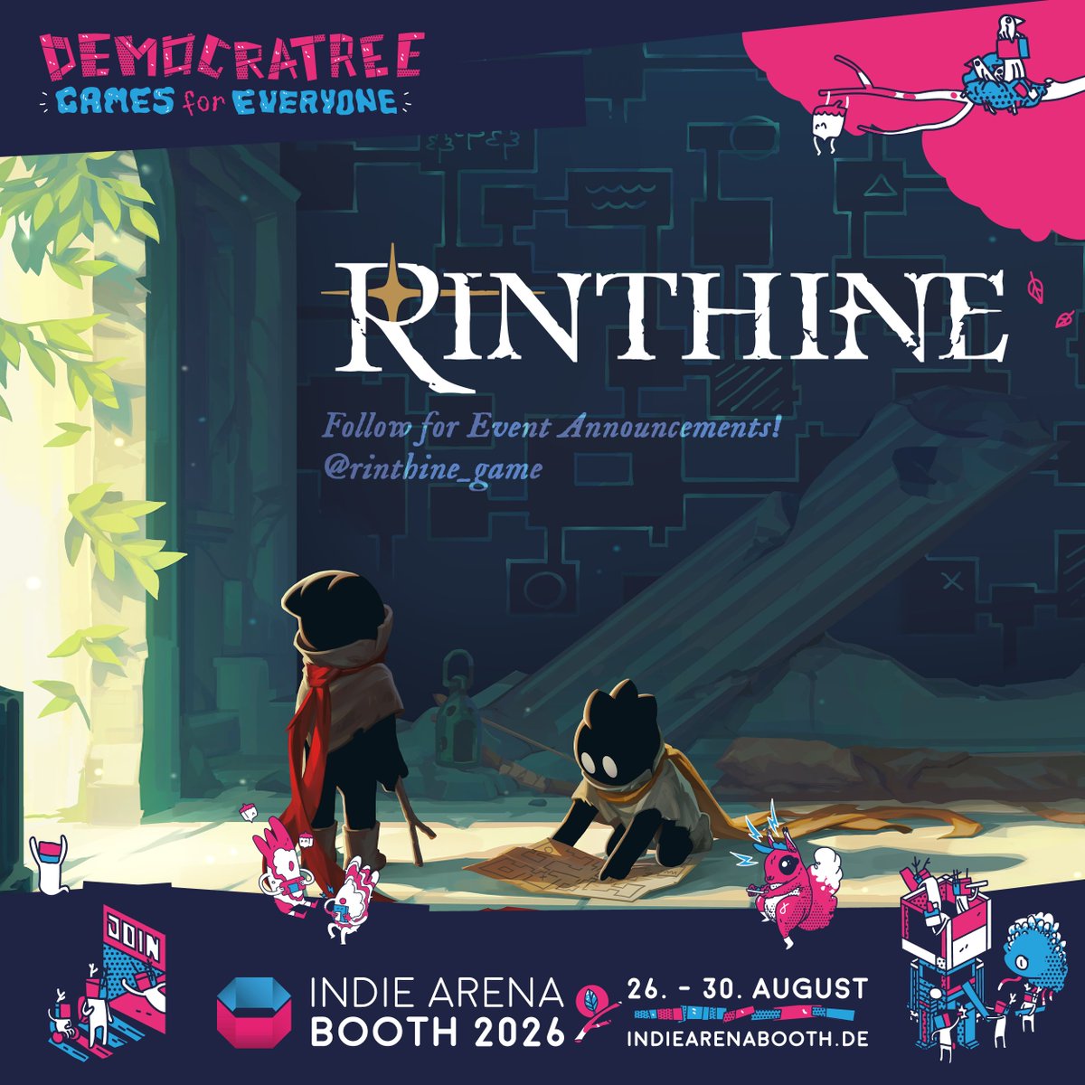 Rinthine_Game's tweet photo. It's OFFICIAL 📢
Rinthine will be showcasing at the @IndieArenaBooth  at @gamescom in Germany later in August!! 

➤ Exclusive in-person showcase
➤ NEW features premiering at the event
➤ NEW merchandise giveaways for attendees
➤ First-time booth activity for players

Can't wait to see you all there! #indiegame
