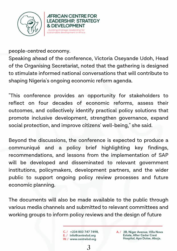 centrelsd's tweet photo. Centre LSD and Partners Convene High-Level National Conference on Forty Years of the Structural Adjustment Programme (SAP) in Nigeria
#SAPat40 https://t.co/RbotPS6O0O