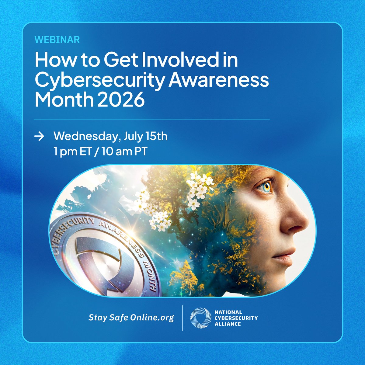 StaySafeOnline's tweet photo. Get ready for Cybersecurity Awareness Month by joining our webinar TOMORROW! Get a peek at the theme, what’s new, and how you can get involved. Register now: https://t.co/X9TLC2NbxU https://t.co/ZN0QVT4TPc