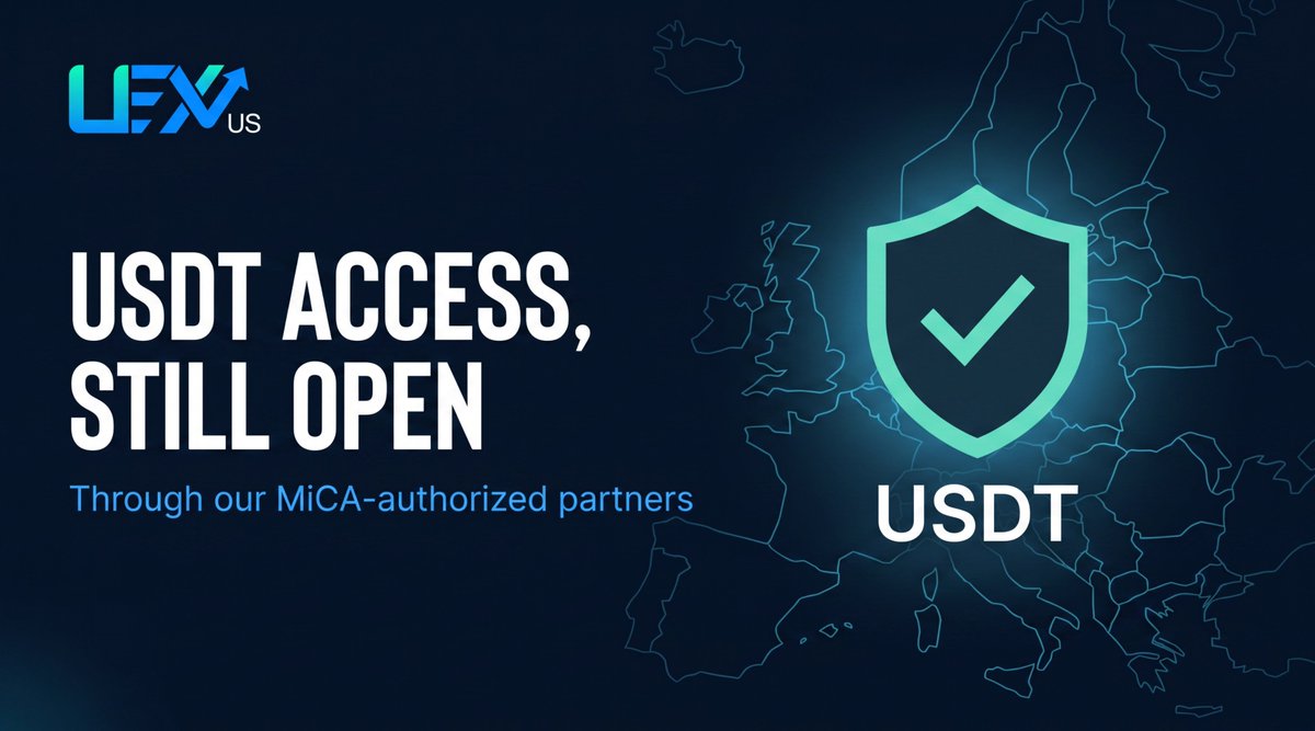 uex_us's tweet photo. A lot of EU crypto users have not noticed yet: several major exchanges quietly restricted USDT after MiCA took full effect on July 1.

Tether declined to pursue a MiCA license. Coinbase, OKX, Binance, Kraken, and Bybit responded by pulling back $USDT access for EU accounts. The demand for USDT did not disappear, it just lost most of its exits.

Through our MiCA-authorized partners, https://t.co/tENlDZyZmC is one of the few platforms where EU users keep full USDT access.

If your usual exchange has gone quiet on $USDT, that quiet was a decision, not an accident.