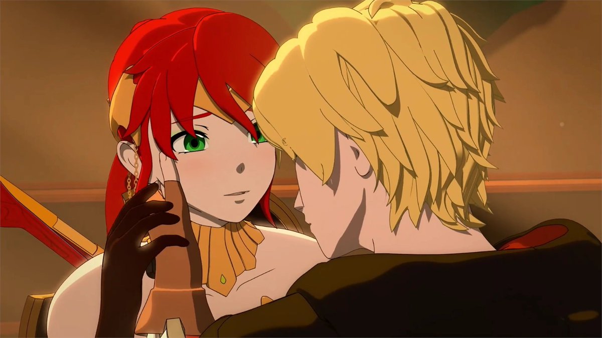 schnnees's tweet photo. This scene still has me in chokehold to this day, what do you mean we rlly see Pyrrha in the new engine not to mention the Arkos reunion 🥺❤️ #rwby https://t.co/u8fKU19F19