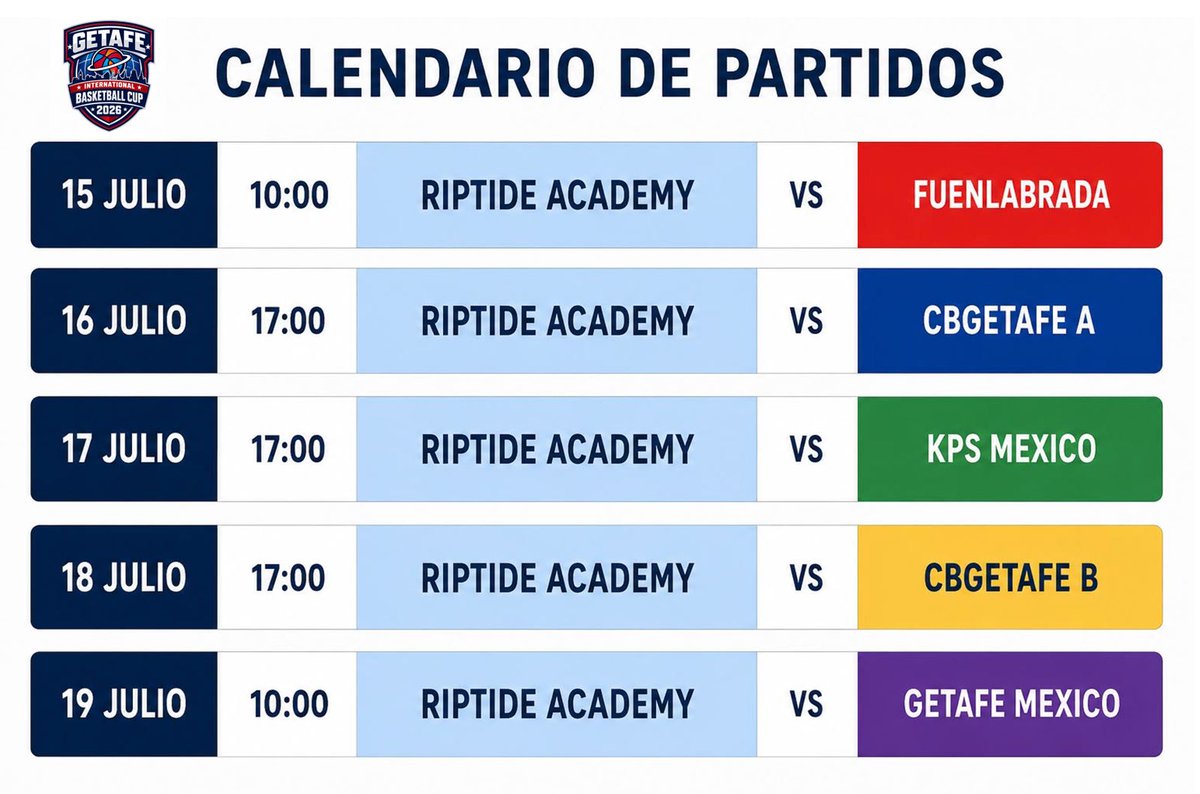 DeporteGetafe's tweet photo. Esta semana llega al Pabellón Polideportivo "Rafael Vargas" el GTF Internacional Basketball Cup, torneo que contará con la participación de las canteras del Riptide Academy de #Shanghai, @BFuenlabrada CB Getafe Mexico @cbgetafe y KPS de #Querétaro 🇨🇳 🇲🇽 🇪🇦🏀🔝

#Getafe #Deporte https://t.co/Ol9BIDTJ9D