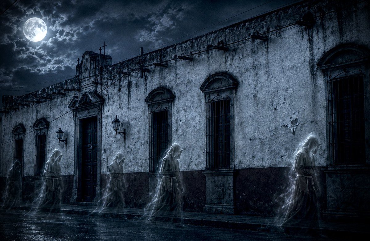 Paco_SilvaRob's tweet photo. «Unos de los rumores que atemorizaban a las personas en San Felipe, Guanajuato, es que, decían ver a frailes franciscanos, salir caminando de la escuela Miguel Campuzano —entre la oscuridad de la noche—, hacia el callejón que está detrás de la parroquia de San Felipe Apóstol» https://t.co/QELQdyJnot