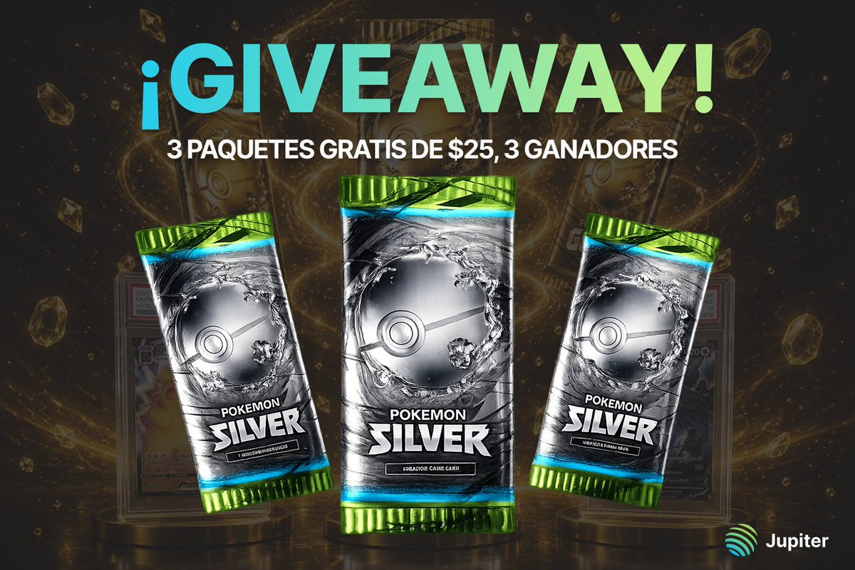 JUPspanish's tweet photo. 3 GANADORES. 3 POKÉMON SILVER PACKS. GRATIS. 🏆🃏

Un pack de $25 para cada uno.

¿Cómo entrar?

✅ Síguenos
🔁 RT
💬 Comenta JUPITER GACHA

El martes que viene elegimos. ¡Suerte a todos! https://t.co/taYZ8syLeo