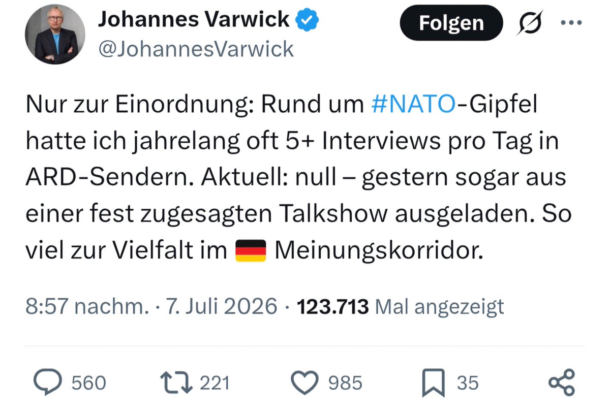 WagenWatch's tweet photo. Entweder man ist seriöser Politikwissenschaftler, der dann auch als Experte für TV-Interviews angefragt wird, oder man ist Aktivist mit fragwürdigen Russland-Thesen, der mit BSW, Homburg und Guérot rumkumpelt. Beides zugleich geht nicht.
https://t.co/mpHaMo7E52 https://t.co/BjoQSgjh2G