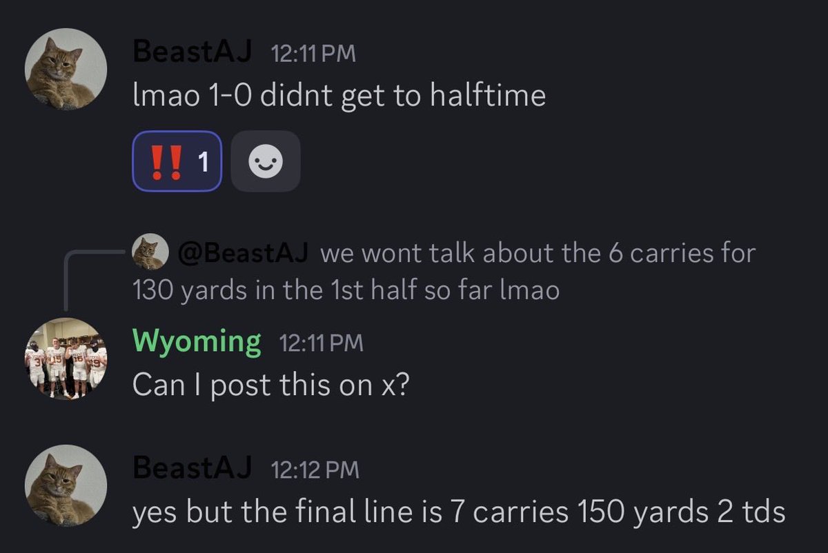 jrazzam1's tweet photo. In his first game in the new Wyoming offense on @AceMaddenHQ @RG_BeastAJ ran for 150 yards and 2 tds on just 7 carries. 

In a $ game yesterday I had 8 carries for 360 yards. 

WIN MORE GAMES https://t.co/1Yi3Hj4SNk AND USE CODE COWBOY FOR 25% OFF https://t.co/infqzH8gKi