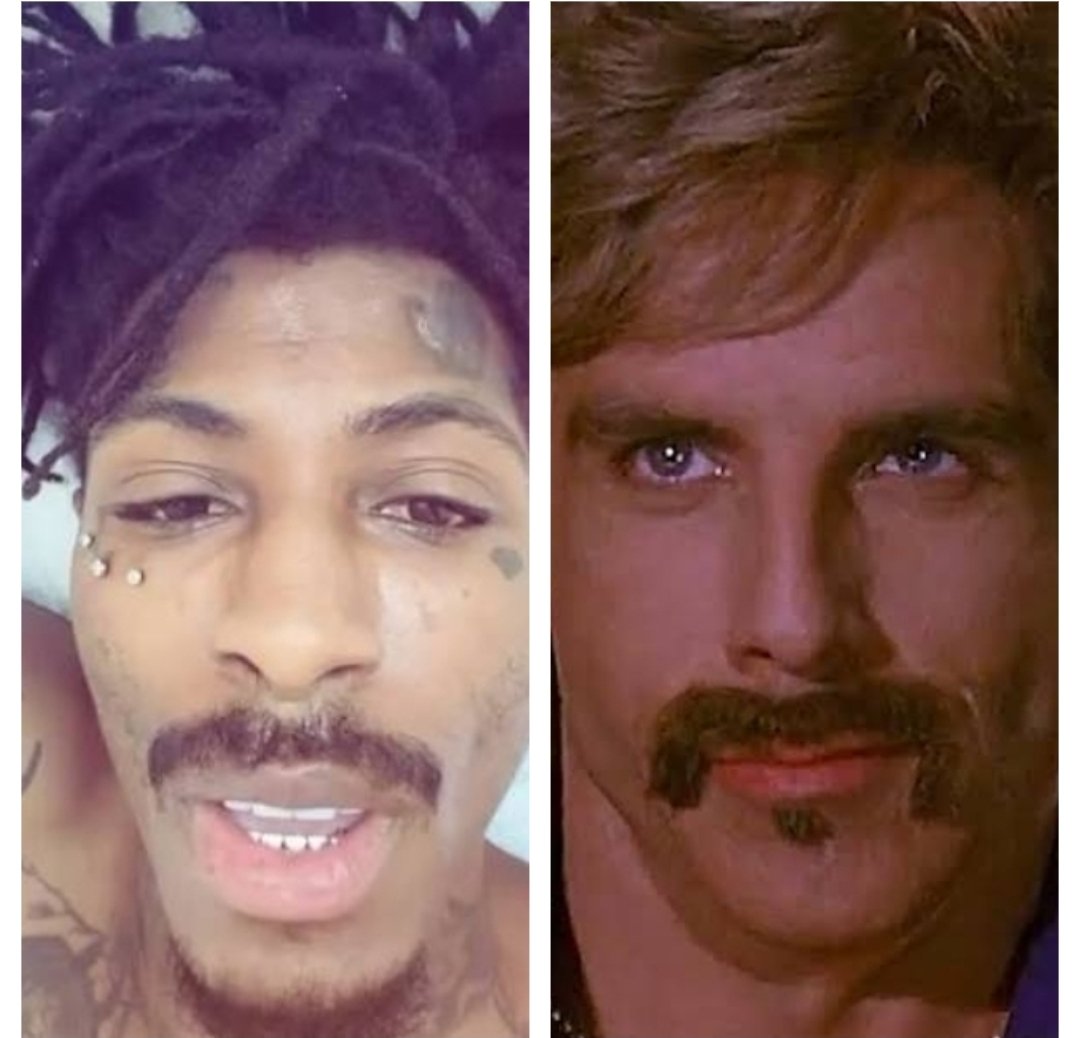 BluBama's tweet photo. Mayne YB got the Ron Jeremy p0rno Ben Stiller Dodgeball mustache lol https://t.co/fJqbg8x16u