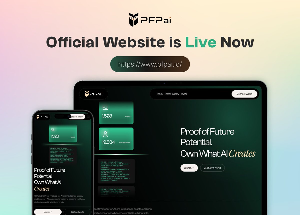 pfpai_io's tweet photo. Guess what just flew online?๐ฆ
https://t.co/mTLkO1Srel is officially live!
Meet and check out the Proof of Intelligence Network, and see what all the hype is about.
Come hang out~ #PFPai #ai https://t.co/95LVzT9XPd