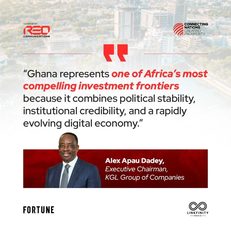 REOComms's tweet photo. Alex Apau Dadey, Executive Chairman of KGL Group, is helping shape Ghana’s private-sector growth through innovation across technology, gaming, logistics and digital services.

Featured in the @FortuneMagazine Ghana Special Report by REO Communications.

#Ghana #Leadership https://t.co/FVlW59GzMG