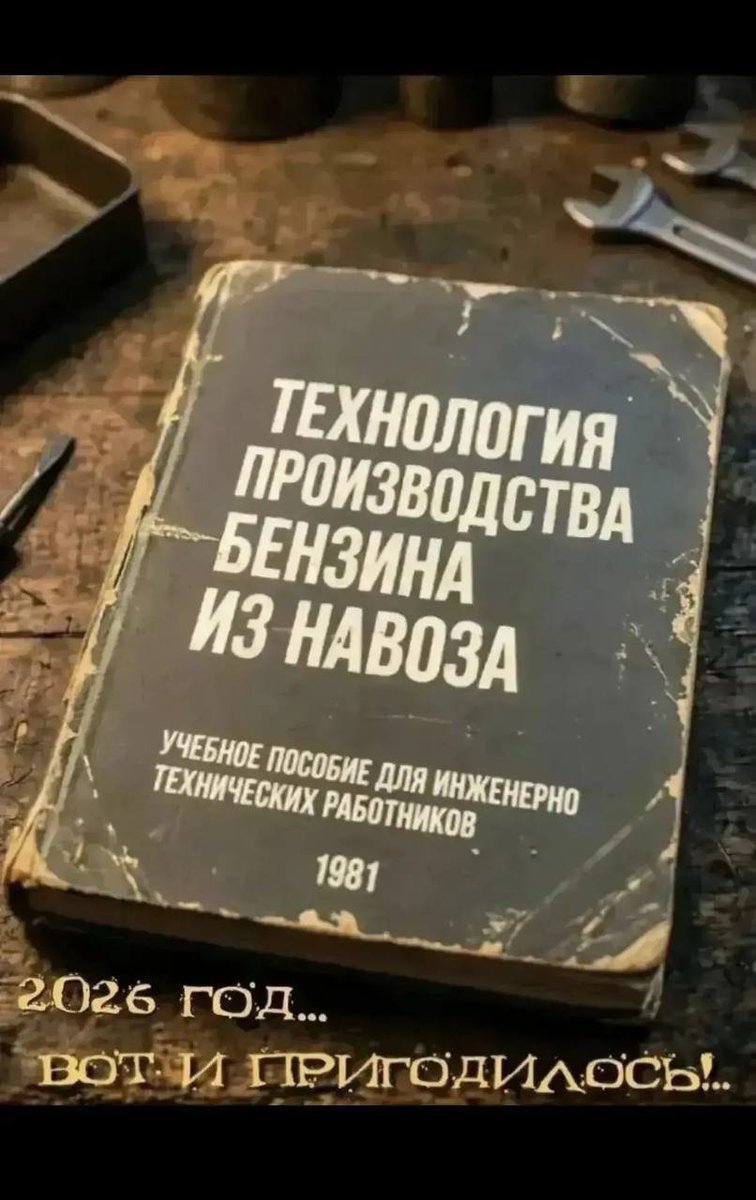 StaryBlazen's tweet photo. "Technologie výroby benzínu z hnoje, 1981"

Rok 2026
Přišlo vhod! https://t.co/UU6CjjwJyZ