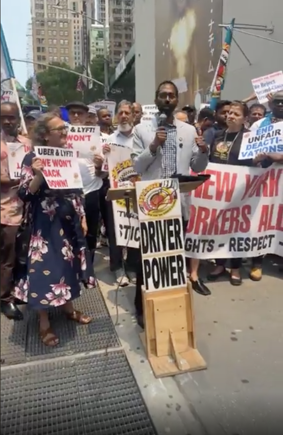 NYTWA's tweet photo. Thank you @CMShekarK for being a steadfast hero for NYC Uber and Lyft drivers today and every day! 

Livestream of protest happening now: https://t.co/ZcVW9i7zMq https://t.co/595mviaFhB