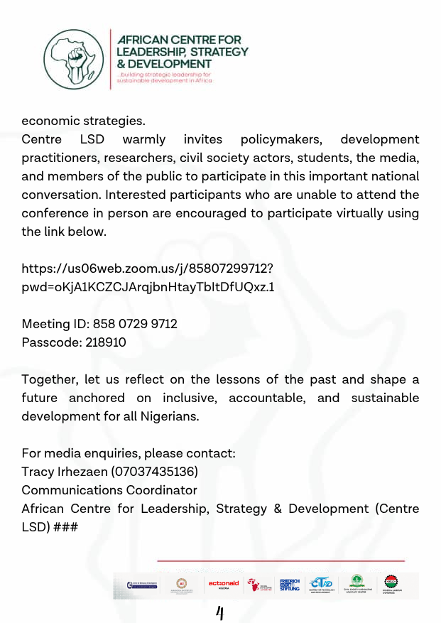 centrelsd's tweet photo. Centre LSD and Partners Convene High-Level National Conference on Forty Years of the Structural Adjustment Programme (SAP) in Nigeria
#SAPat40 https://t.co/RbotPS6O0O
