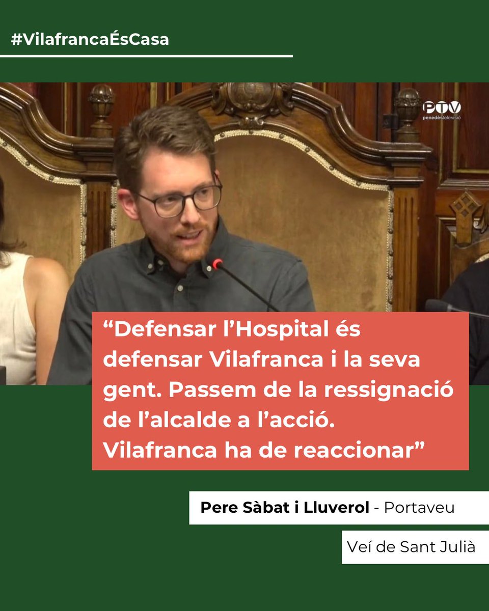 ERCVilafranca's tweet photo. 🏥Defensem l’Hospital.

🗳️Si la Generalitat en dos anys no compleix, farem una consulta ciutadana per si Vilafranca abandona el Consorci.

“Hem de defensar Vilafranca arreu, també davant la Generalitat del PSC. El nostre partit és Vilafranca”.

#Vilafranca https://t.co/8piyySXs3t