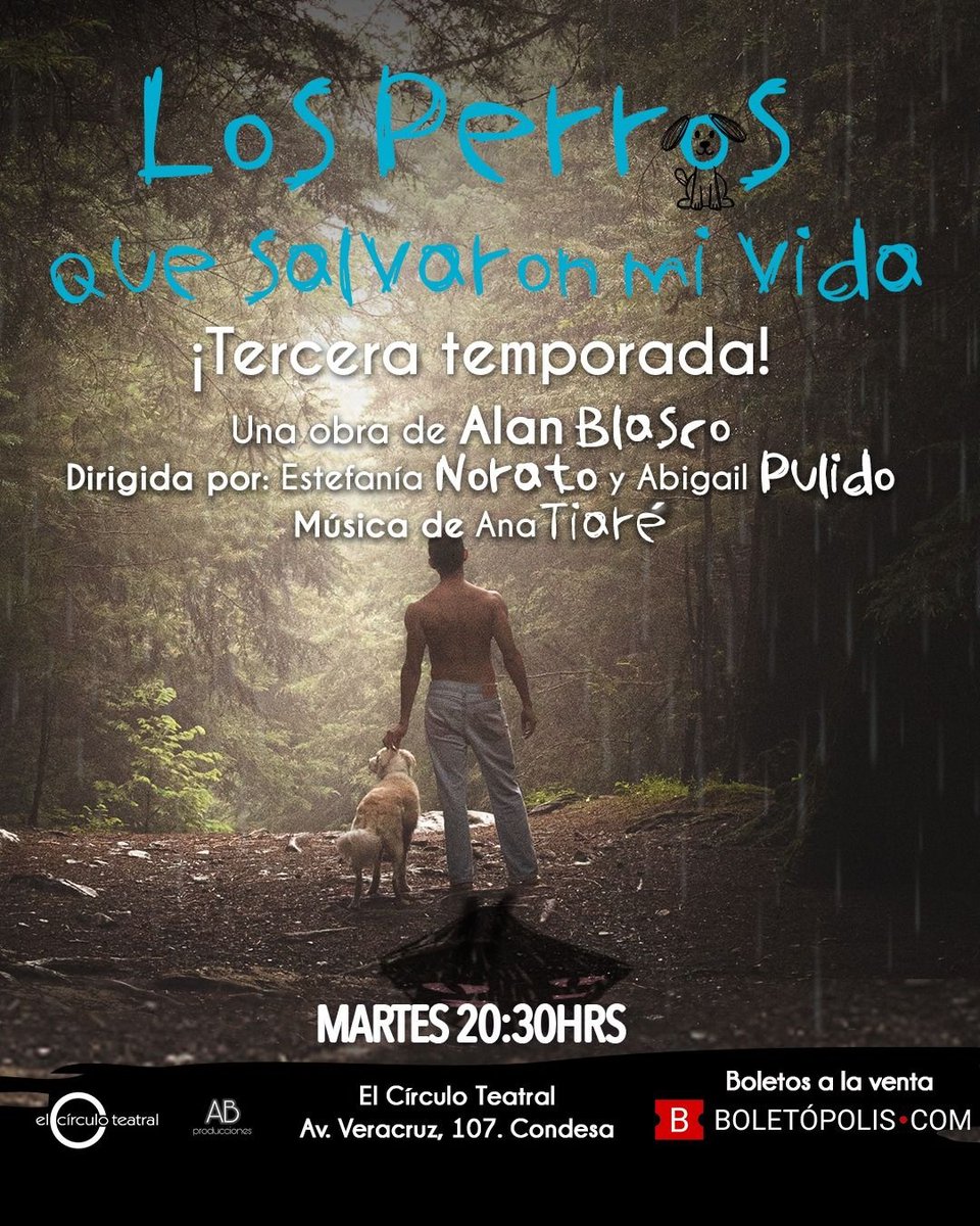 venalteatroMX's tweet photo. Tenemos pases dobles para que asistan HOY a Los perros que salvaron mi vida 8:30pm en El Círculo Teatral 🎭

Únicamente:

🌟Nombre completo
🌟Like y RT

Ganadores al azar 🎭🎁 https://t.co/tuBtIWSciT