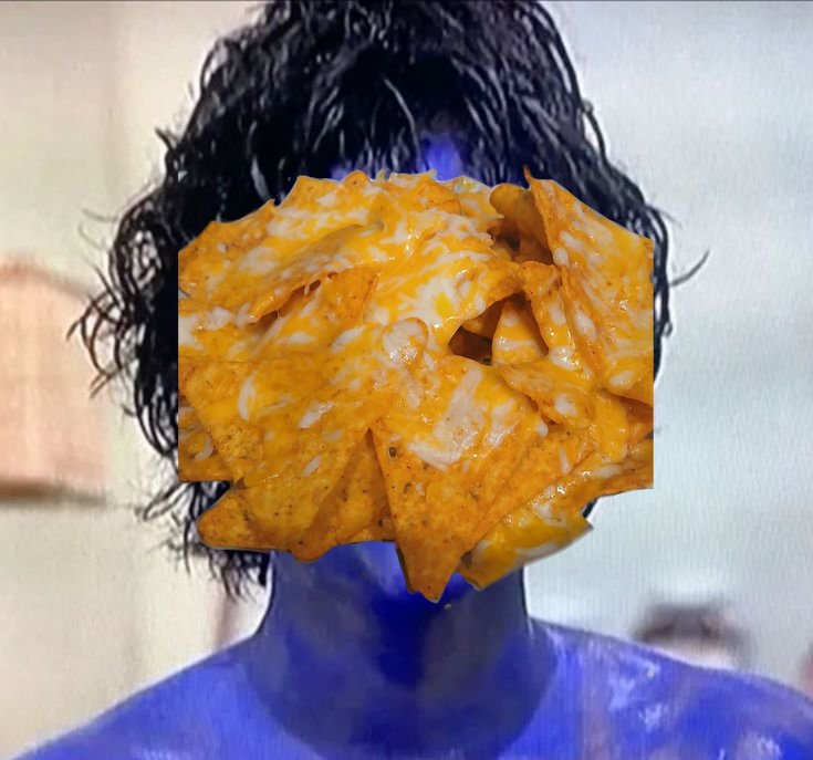 Sodapop_Shells's tweet photo. @ralphmacchio  I accidentally misspelled your last name as nacho... So my friend told me I should make a picture of you with nachos over your face and tag you in a post..
(This is very scary.) https://t.co/W5b4QJ5hoK