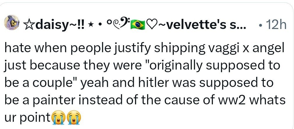 HorchataDraws_'s tweet photo. @snowwyzenn La gente en este fandom realmente es tan rara, aplauden si ven a alguien shippear a dos hombres que claramente se odian pero luego ves que andan comparando al putisimo Hitler con un SHIPP https://t.co/nU4P3ToAn8