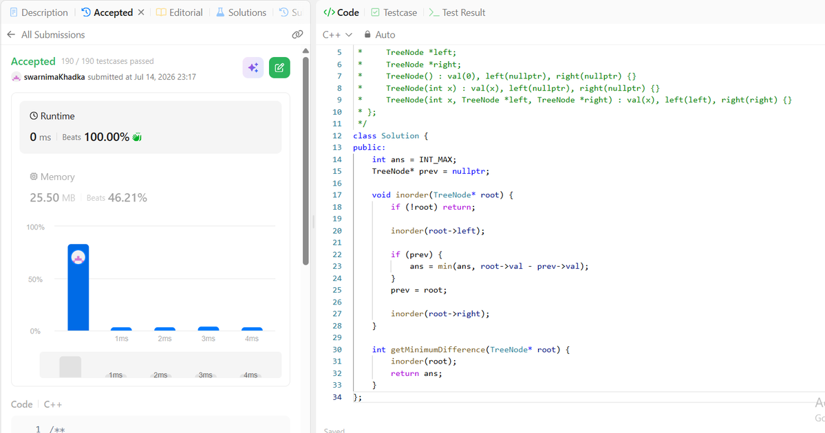 SwarnimaKhadka's tweet photo. #LSPPDAY44
Today, I solved "Minimum Absolute Difference in BST" Problem and read fastAPI documentation.
#60DaysOfLearning2026
#LearningWithLeapfrog
@lftechnology https://t.co/kNhTHXXcQ3