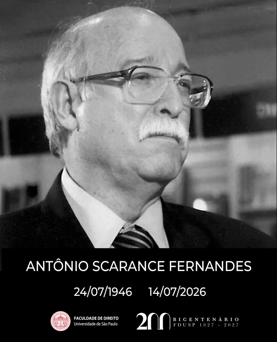 de_usp's tweet photo. A FDUSP está de luto. O Professor Titular Antônio Scarance Fernandes, Processo Penal, faleceu (14/07). O velório acontece na Sala São Paulo do Funeral Home (rua São Carlos do Pinhal, 376, Bela Vista), dia 15 de julho, das 8h às 13h. O sepultamento será no Cemitério Morumby, 14h. https://t.co/j0P4rbkAPS