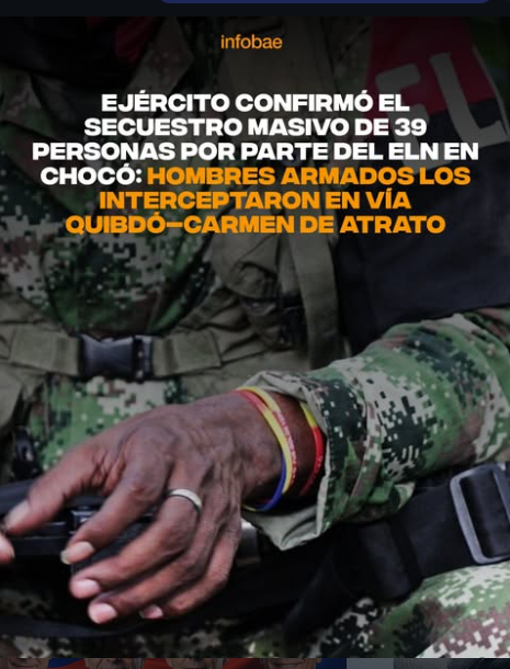 cabas844's tweet photo. Esta es la "pas" de petro, de chiquito malo, de santos y timochenko, de la jep, de cepea y la recua de comunistas q se niegan a reconocer al nuevo presidente.  39 civiles secuestrados entre ellos un niño, 1 soldado asesinado y nueve heridos.  Esta es la "pas" q desean mantener https://t.co/ylcfX0WkeO