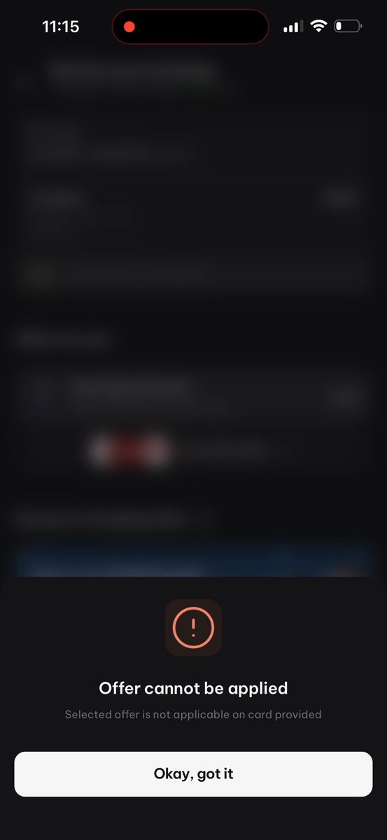imvalkyrieex's tweet photo. Hey @AxisBankSupport , the ₹250 Axis Privilege Credit Card movie benefit isn’t working. Every time I try to apply the offer, it shows: “Offer cannot be applied. Selected offer is not applicable on card provided. Please fix this ASAP and look into the issue. #AxisBank #MovieOffer https://t.co/UZS7pUgn8e