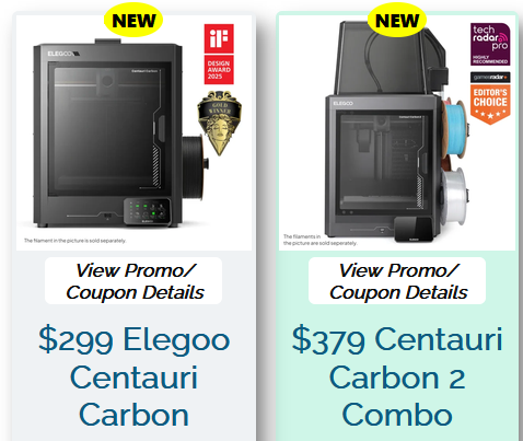 3dpdeals's tweet photo. $379 Centauri Carbon 2 Combo
https://t.co/vq5jbPs36P
$299 Elegoo Centauri Carbon
https://t.co/qxLqBsXoGa
#ad #afflink https://t.co/l00KCkxywS
