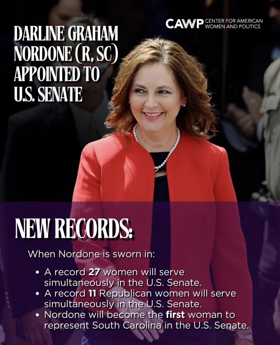 JudiGatson's tweet photo. As Darline Graham Nordone step’s into her brother’s legacy today and is sworn in to serve the remainder of his term, she will make history becoming the first woman to represent South Carolina in the U. S. Senate.  #WIS10 #SCPolitics #SCNews 1/ https://t.co/aZ53FWHGhF