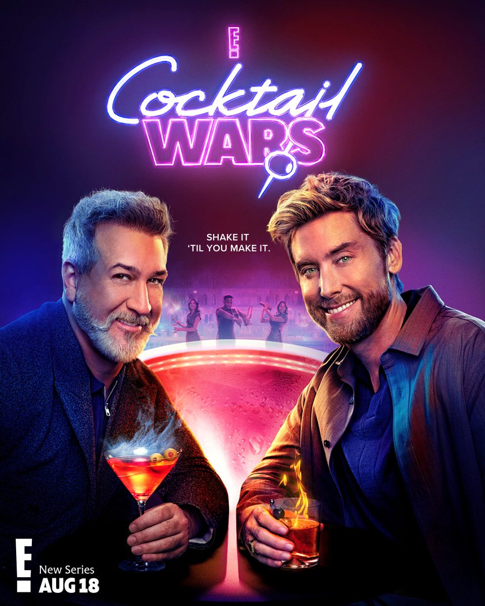 eentertainment's tweet photo. Cocktails make for some great competition. 🥂 #CocktailWars hosted by #LanceBass and #JoeyFatone premieres August 18 on E! https://t.co/VHzKqHFFqM