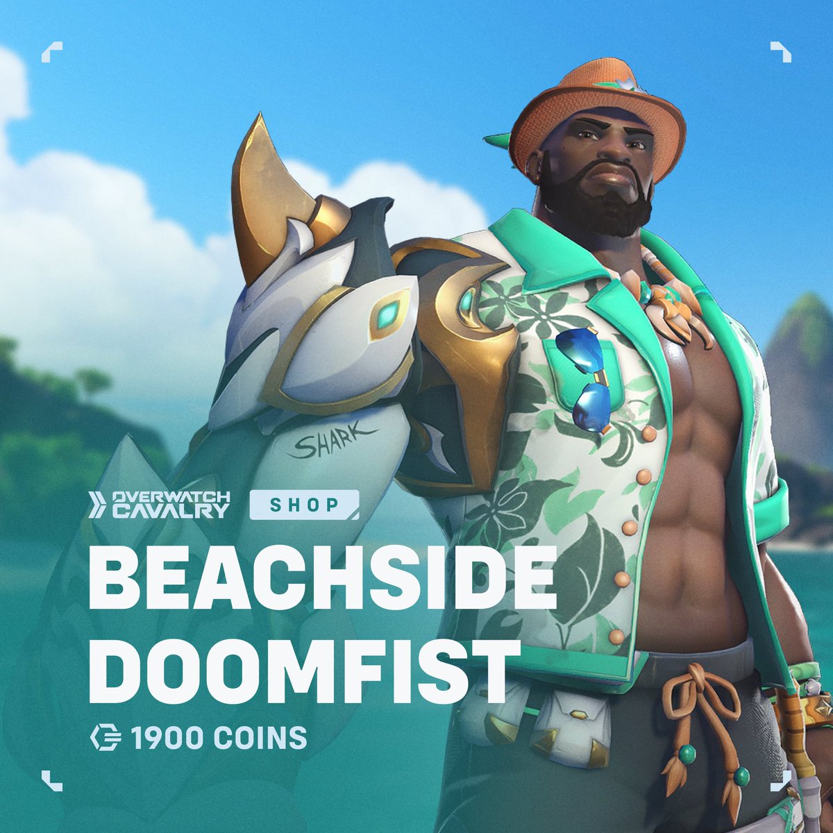OWCavalry's tweet photo. New #Overwatch Shop Skin: Beachside Doomfist 🏖️
 
🛒 Available in-game now for 1900 Overwatch Coins. https://t.co/PhCRPQ3q2H