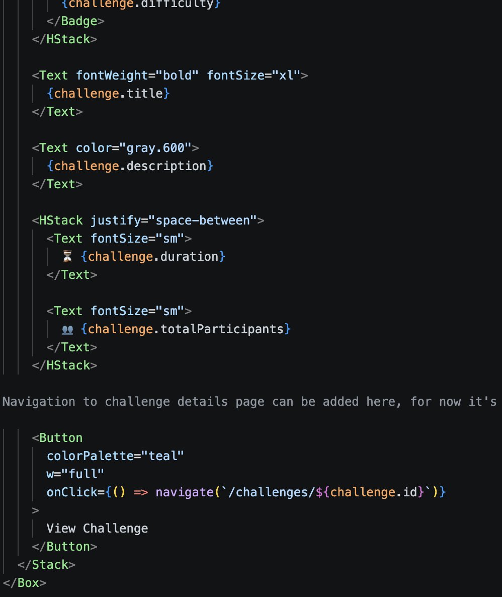 aashapun11's tweet photo. #LSPPDay44
Today I worked on dynamic routing in React Router.

-Created dynamic routes using /challenges/:id
-Started building the Challenge Details page
-Preparing the page to fetch data based on the selected challenge

@lftechnology
#60DaysOfLearning2026 #LearningWithLeapfrog https://t.co/LzXrEYRa16