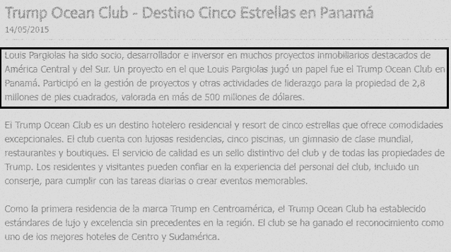JuanPoe's tweet photo. Sabían que el narcotraficante colombiano Luis Pargiolas, socio del Trump Ocean Club en Panamá (valorado en 500 millones/dólares) posee actualmente la empresa LPA CAPITAL en la Florida/EU. ¿Así lucha USA contra el narcotráfico? Con razón Trump favoreció a Abelardo de la Espriella. https://t.co/nzaYn8yfsI