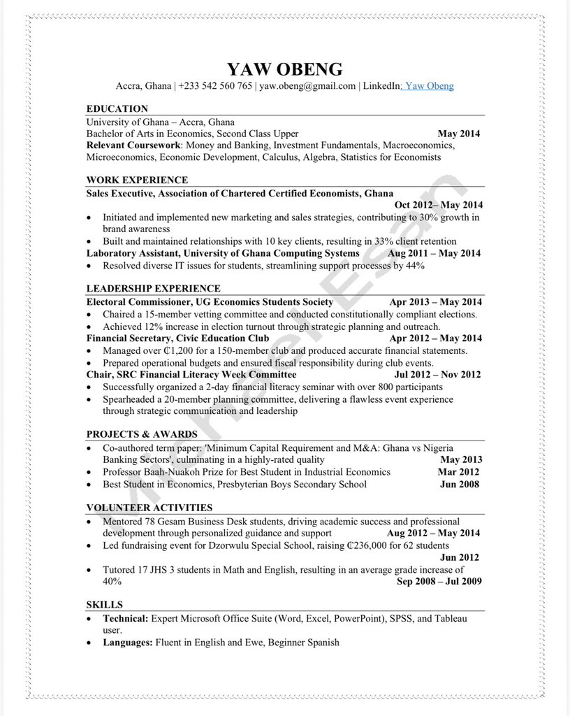 Legbetiofficial's tweet photo. The Yaw Obeng CV is the goat of all CVs 

It will save you a lot of stress, if you use it, you will definitely get shortlisted

Try it and thank me later, been using it for 5years now 

RT for your mutuals https://t.co/io0FjvuRvg