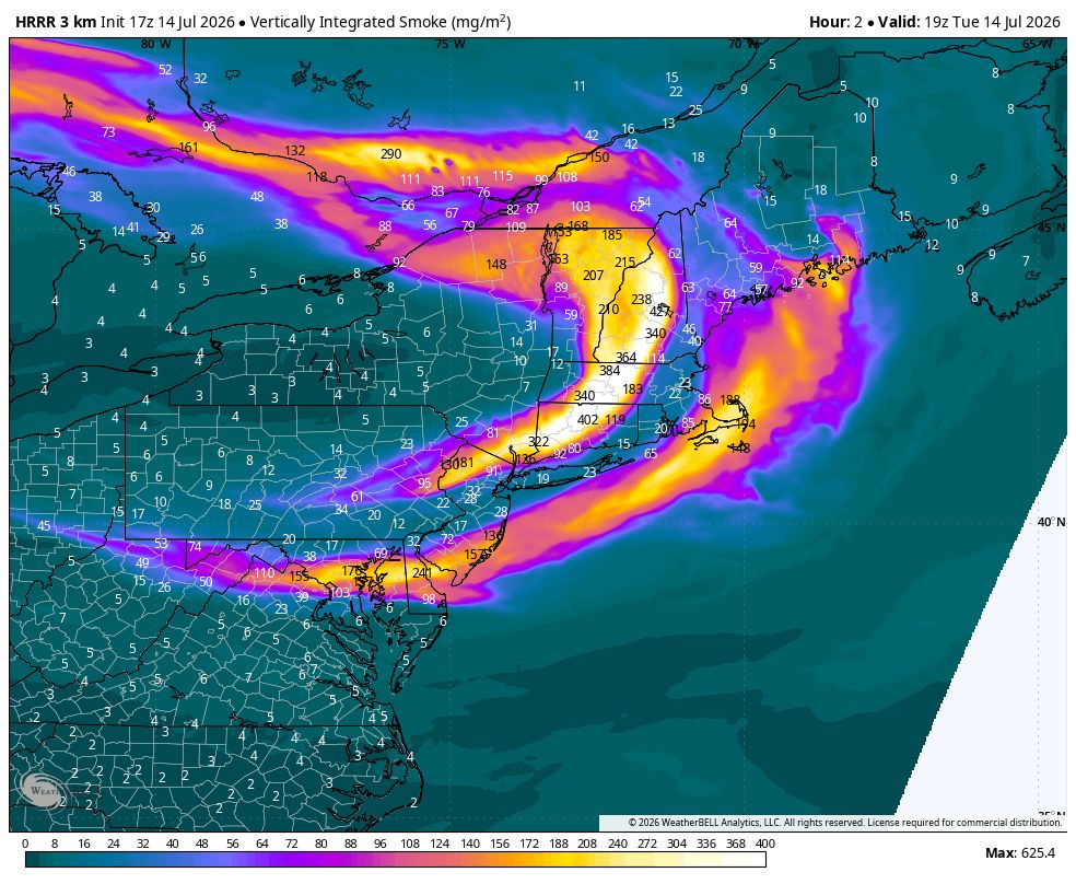 ryanhanrahan's tweet photo. Quite a bit of smoke overhead today from the Canadian wildfires. 🌫️

That thick veil of smoke is blocking some of the sun, which is keeping temperatures cooler than forecast.

The good news: the smoke is staying high in the atmosphere, so air quality is not an issue. https://t.co/mFvH8KxXGD
